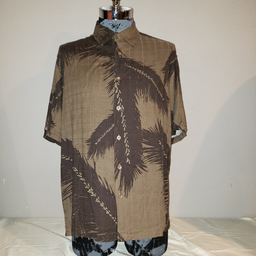 Cubavera pulm tree print two tone brown XL